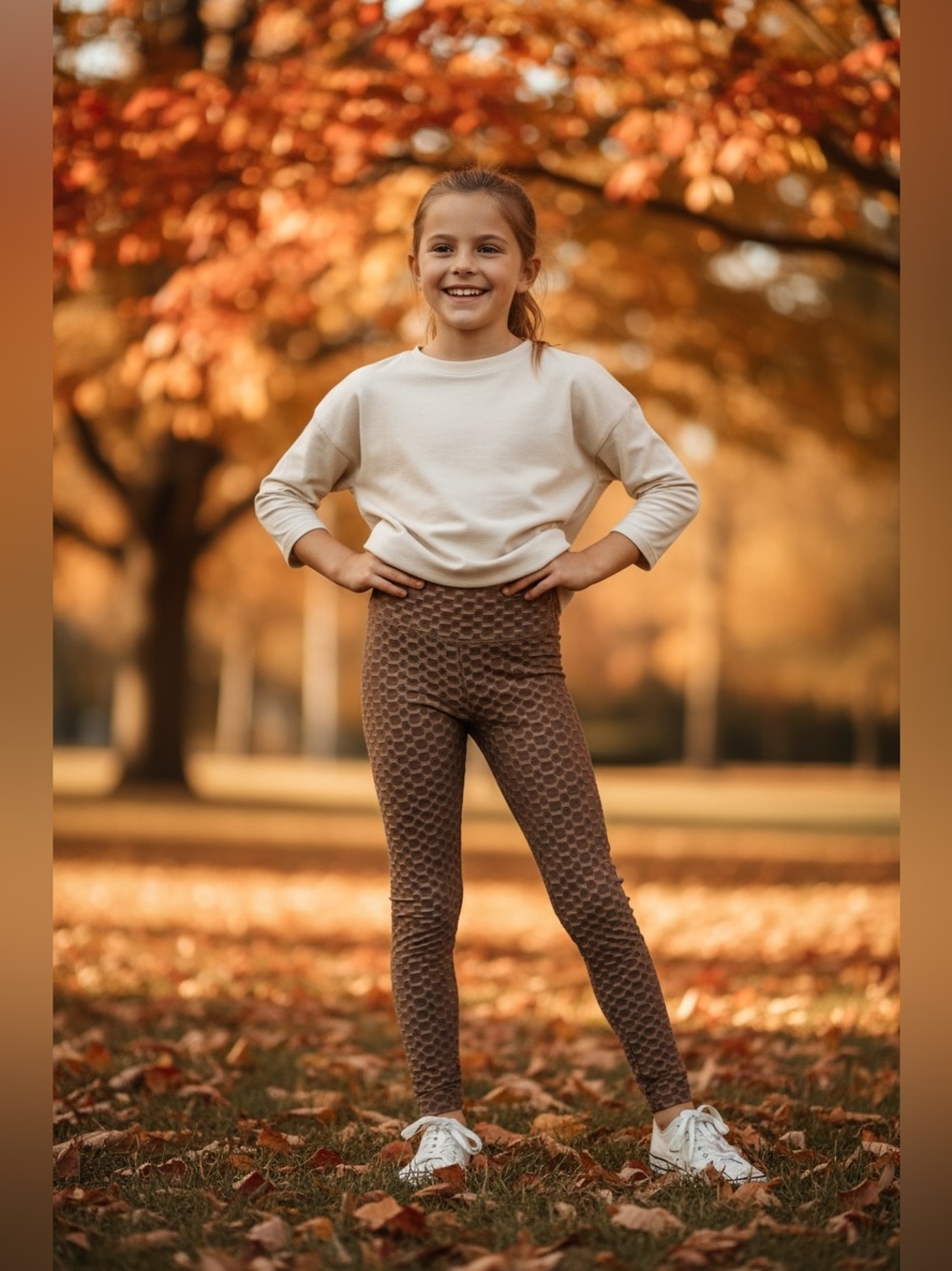 Girls Textured Honey Comb Style Leggings